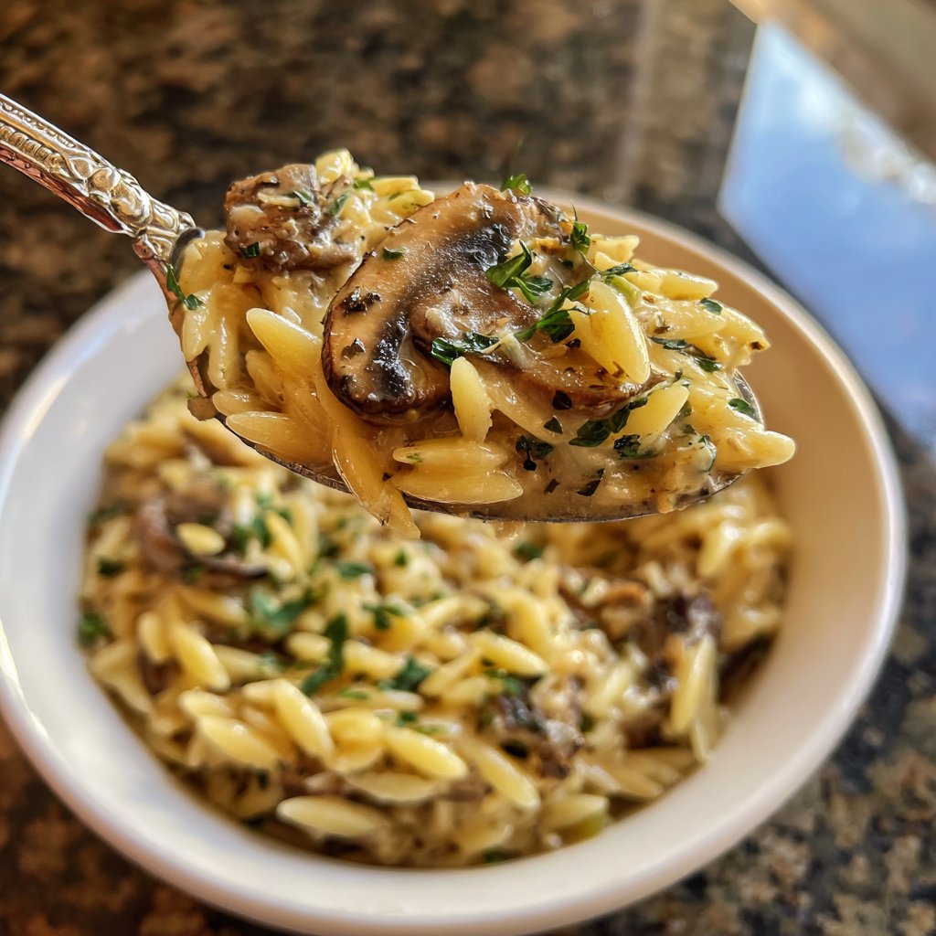 Creamy Mushroom Orzo with Herbs