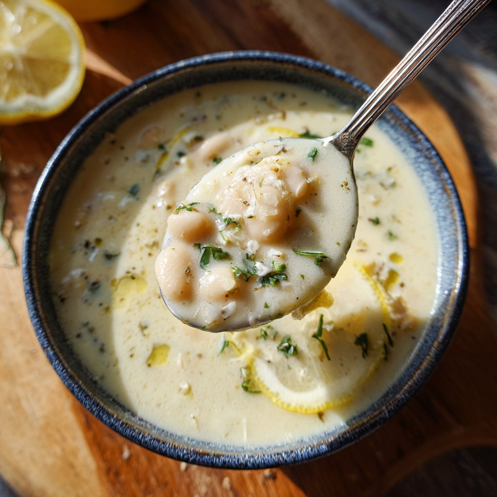 Creamy Lemon White Bean Soup Bowl