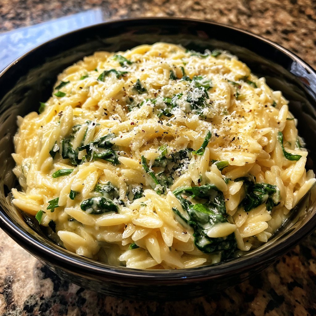 Creamy Spinach Parmesan Orzo
