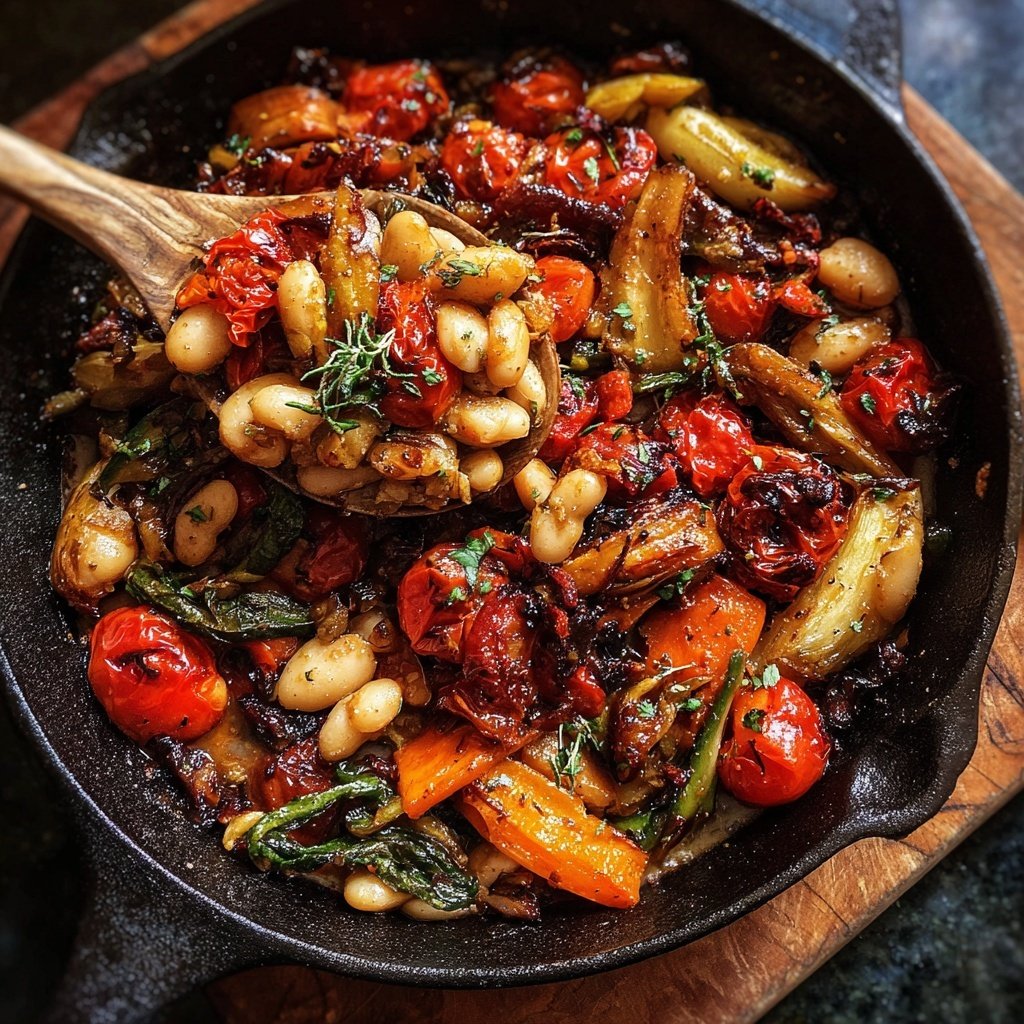 Roasted Veggie White Bean Skillet