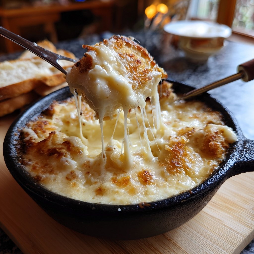 Fondue with Swiss Cheese and Garlic