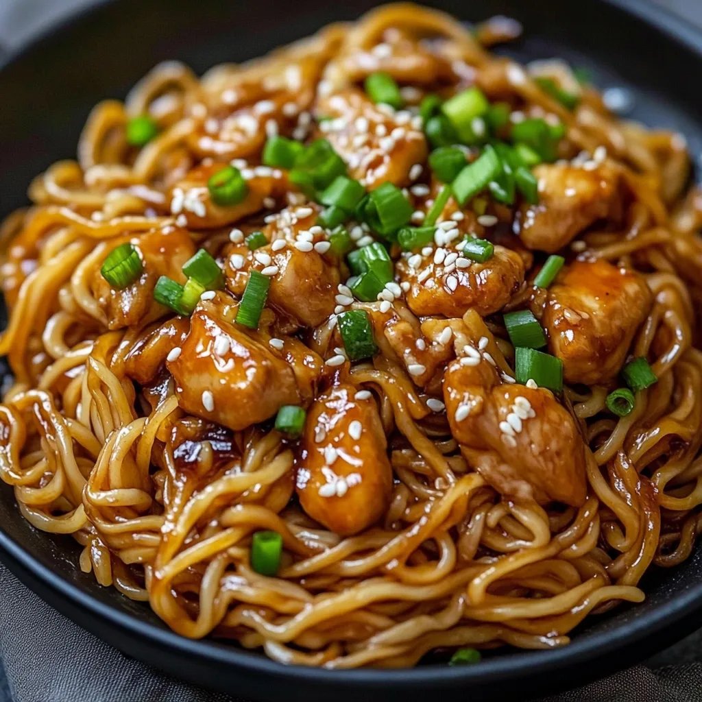 Sticky Garlic Chicken Noodles