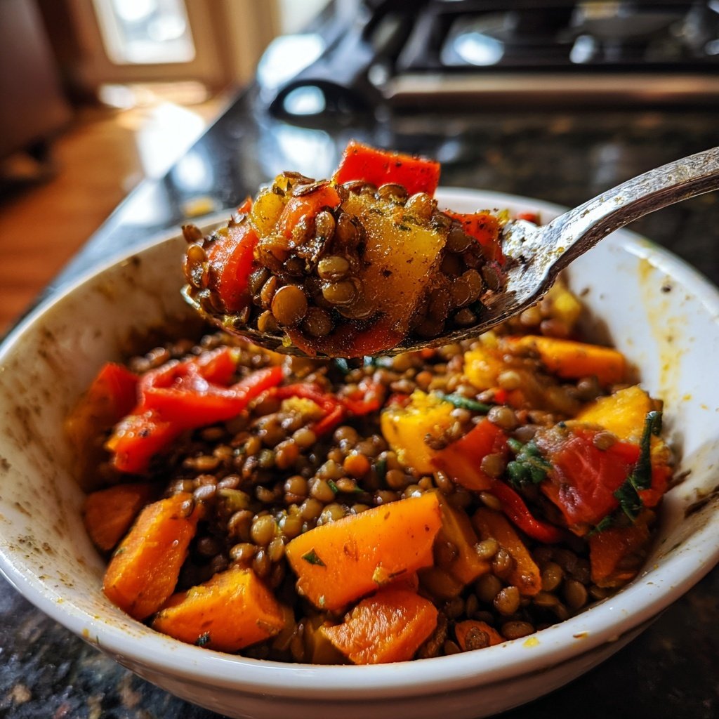 Roasted Veggie Lentil Grain Bowl
