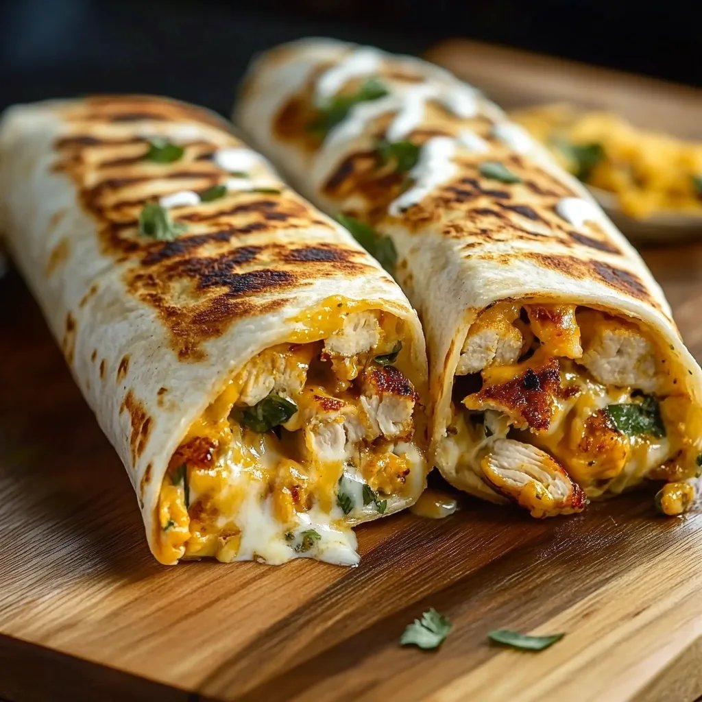 Ooey-Gooey Cheesy Garlic Chicken Wraps