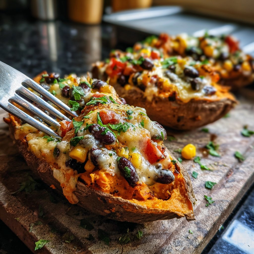 Baked Sweet Potato Veggie Boats