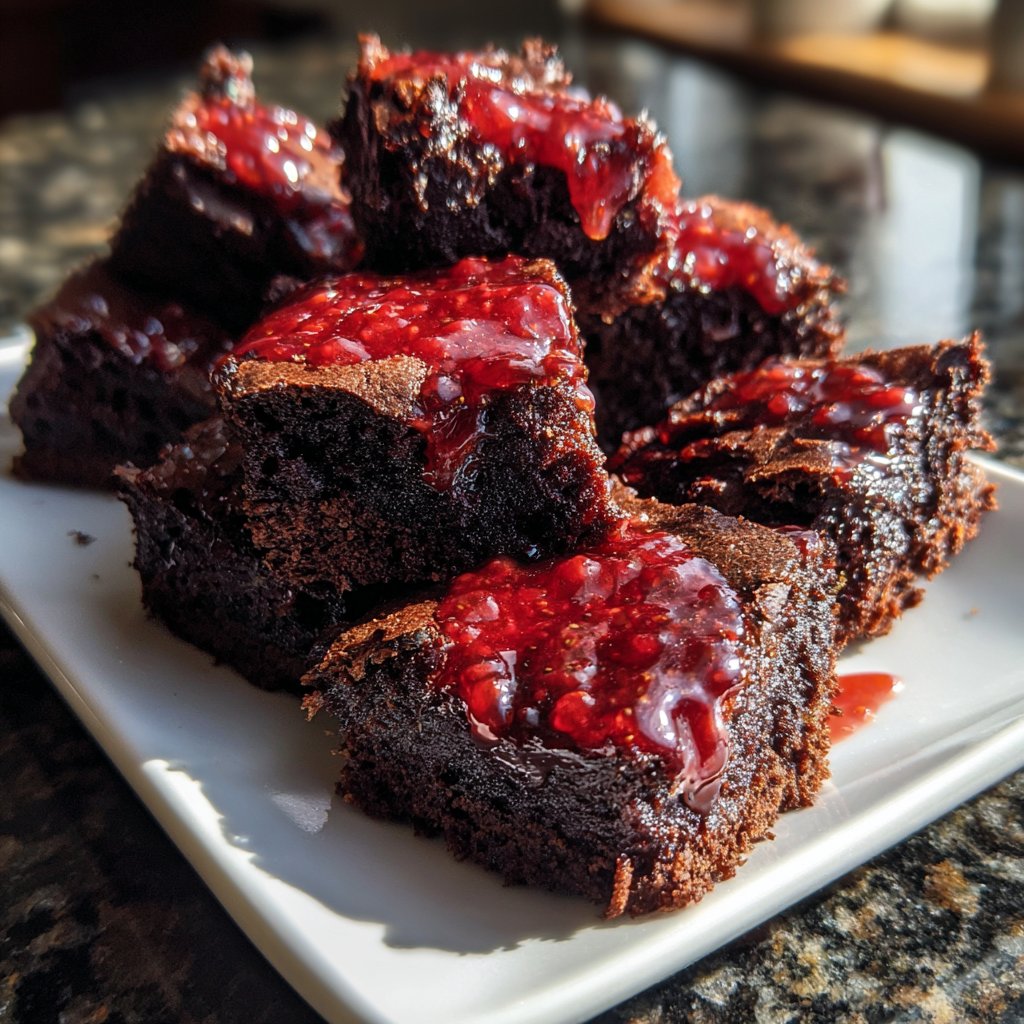 Cottage Cheese Brownies with Strawberry Glaze