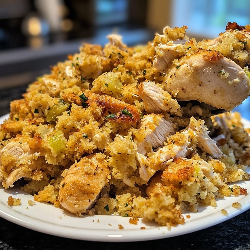 Healthy Crockpot Chicken and Stuffing