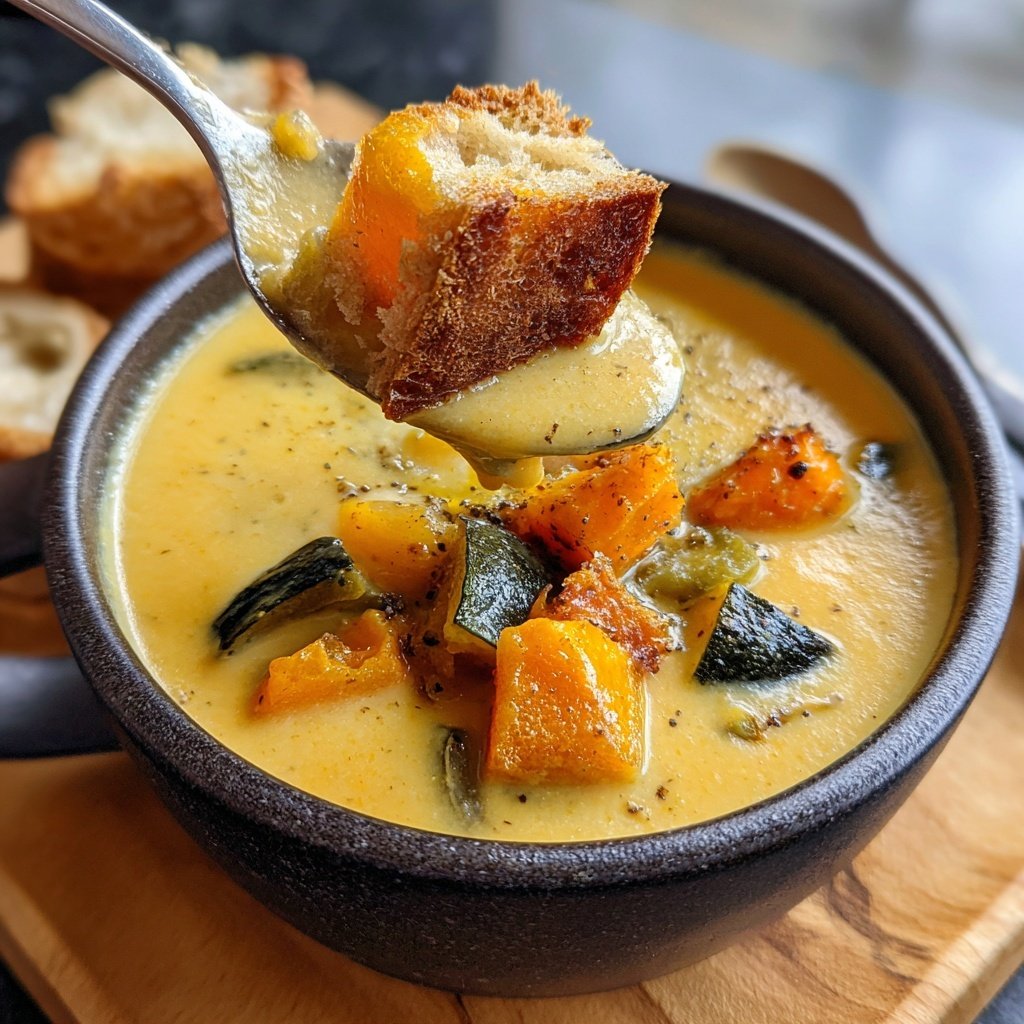 Squash Soup with Roasted Vegetables